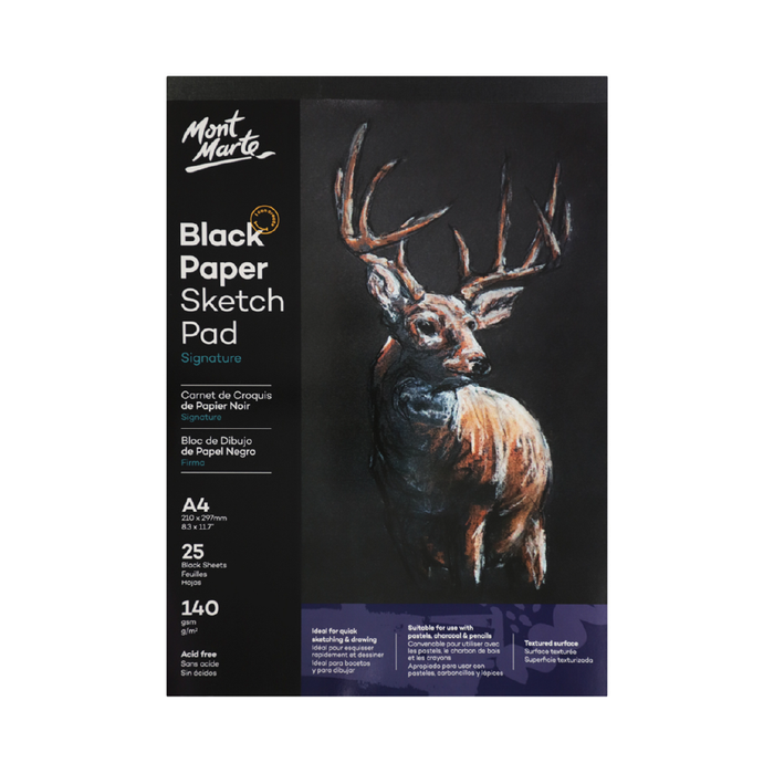 Black Paper Sketch Pad A4 140gsm 25 Sheets