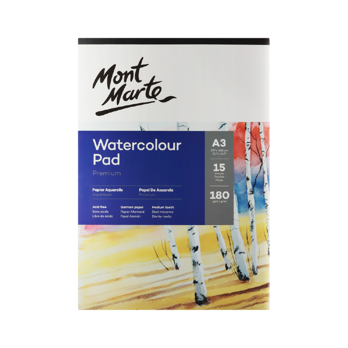 Watercolour Pad German Paper A3 180gsm 15 Sheets