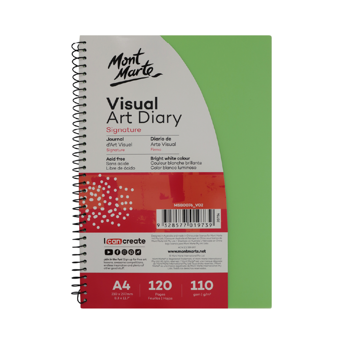 Visual Art Diary PP Coloured Cover A4