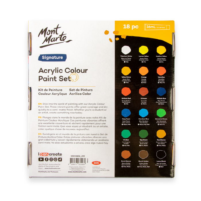 Acrylic Colour Paint Set 18pc × 36ml
