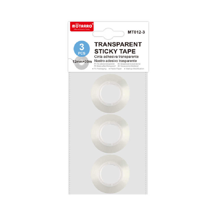 Clear Tape 12× 30m 3pcs