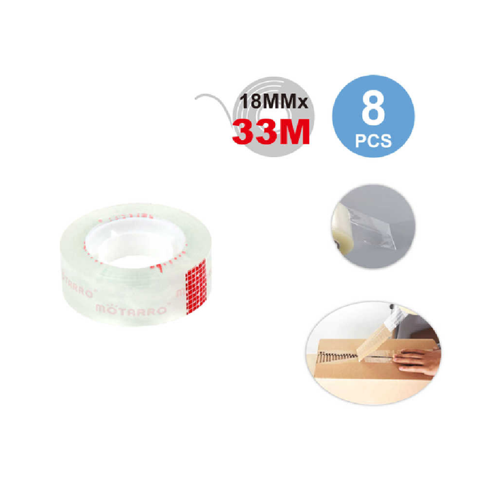 Clear Tape Pack 18x33m 8pcs