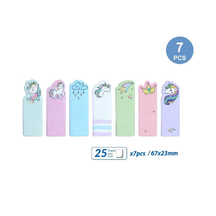 Adhesive Notes 7 Assorted Unicorn Print 67 × 2325sheets