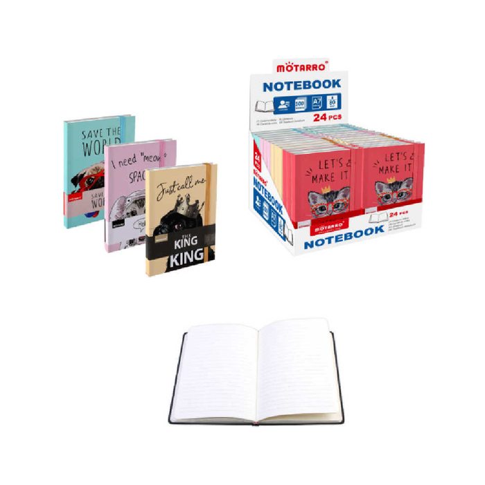 A7 Notebook 4 Assorted Pet 80g 100page