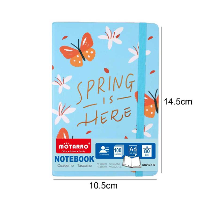 A6 Hard Cover Notebook Floral 80g 100pages