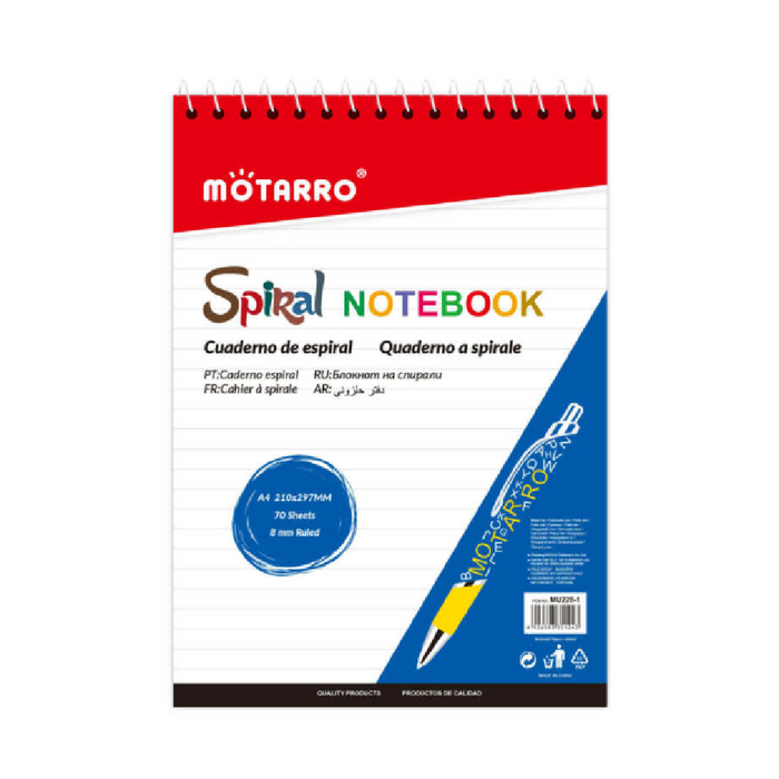 A4 Top Spiral Notebook 70g - 70 Sheets