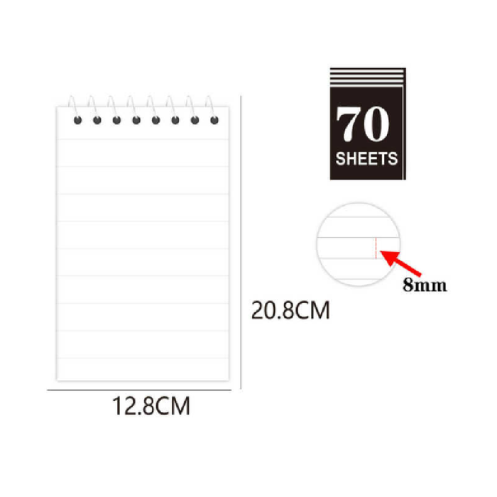 5 × 8" Top Spiral Notebook 70g - 70 Sheets