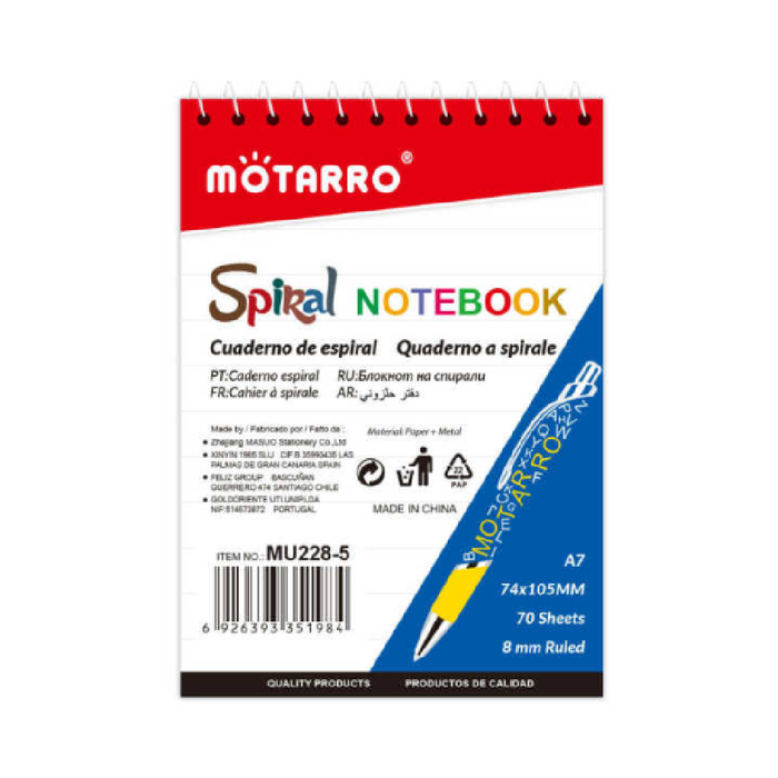 A7 Top Spiral Notebook 70g - 70 Sheets