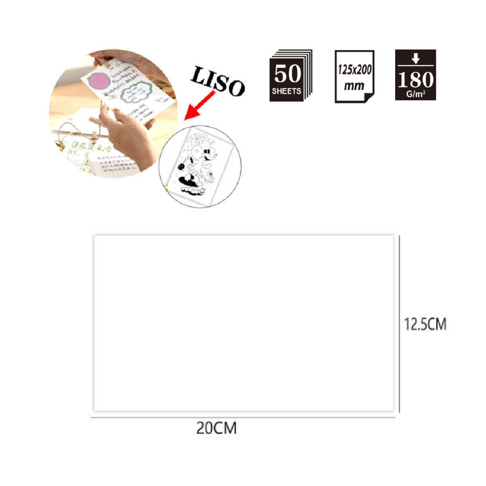 Record Card 12.5 × 20cm 180g 50pcs Plain