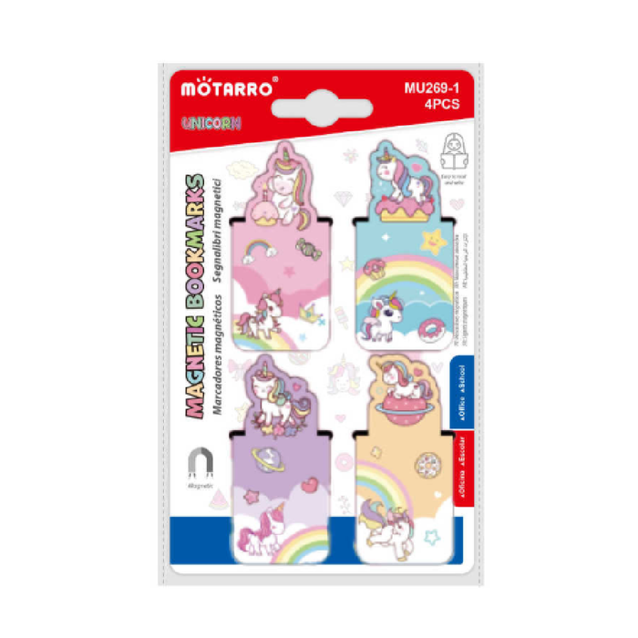 Magnetic Bookmarks 3x8cm 4pcs Unicorn