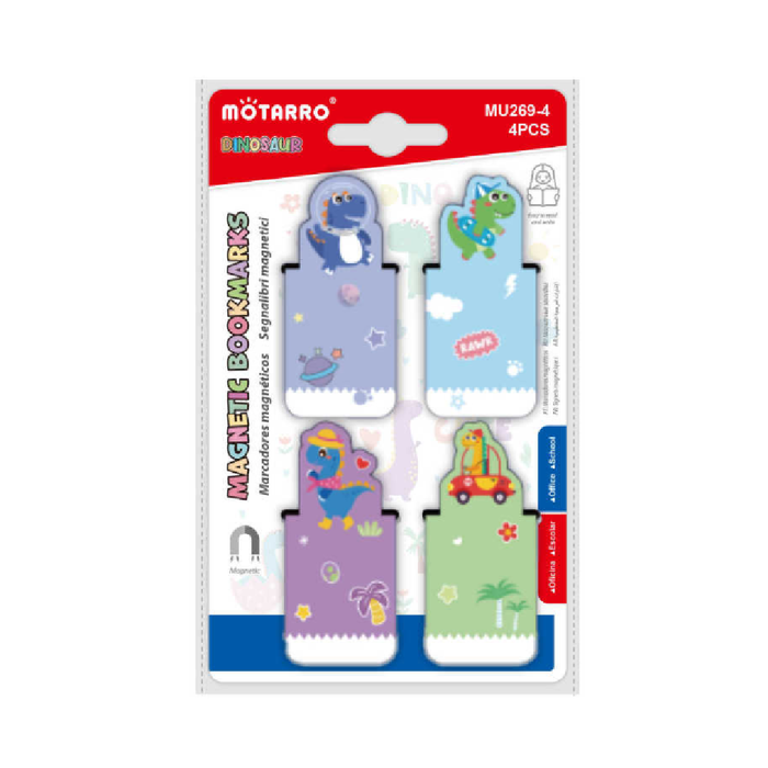 Magnetic Bookmarks 3x8cm 4pcs Dinosaur