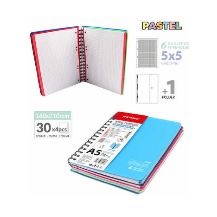 A5 PP Cover Spiral Notebook Macaron color 65C/30C