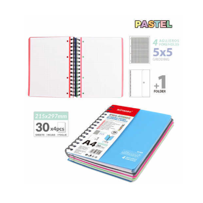 A4 PP Cover Spiral Notebook Macaron color