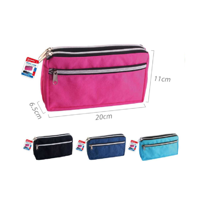Triple Zip Pencil Case 20 × 11cm