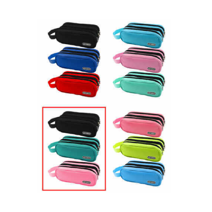 Pencil Case With Three Zippers 22 × 9 × 10cm