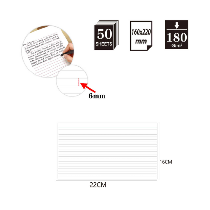 Record Card with lines 16 × 22cm 180g 50pcs