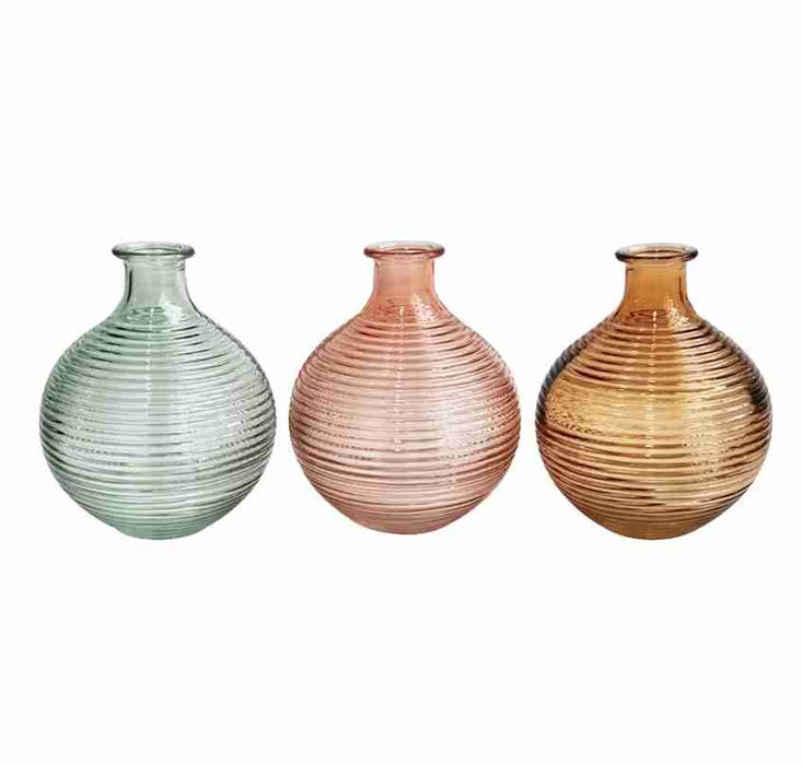 Ribbed Glass Vase - 12x12x15 - Vases and Glass Vases by Casaliving