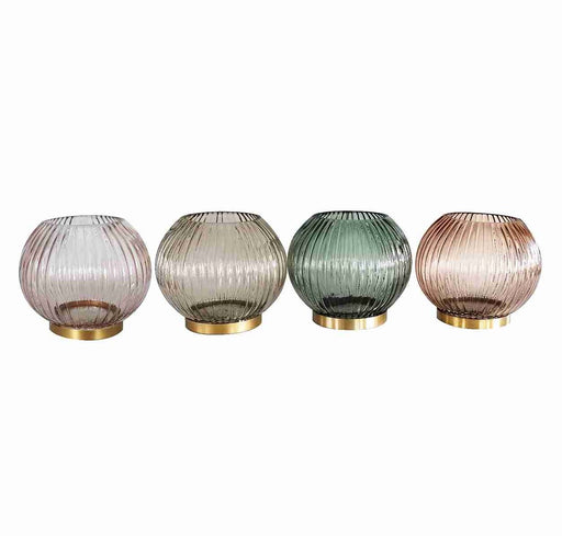 Round Glass Vase with Gold Base - Vases and Glass Vases by Casaliving