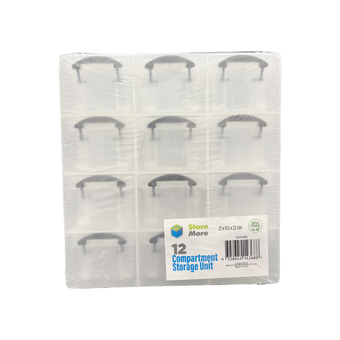Compartment Storage Unit with 12 Individual Clip Boxes