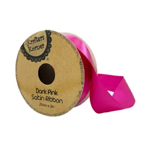 Satin Dark Pink Ribbon 25× 3m [288/12]
