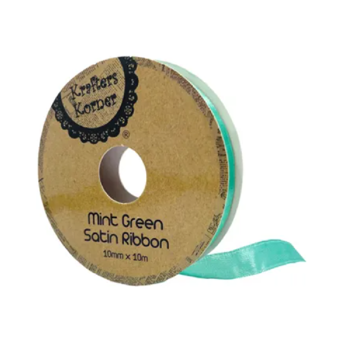 Satin Mint Green Ribbon 10× 10m [480/12]