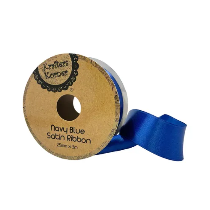 Satin Navy BL Ribbon 25× 3m [288/12]