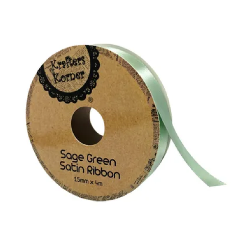 Satin Sage Green Ribbon 15× 4m [360/12]