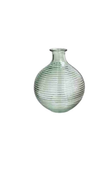 Ribbed Glass Vase - 12x12x15 - Vases and Glass Vases by Casaliving