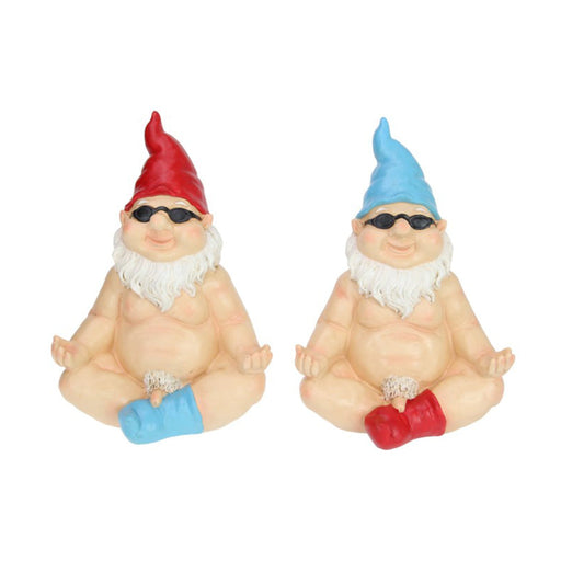 Sitting Naked Yoga Gnome Man Figurine | Gnome and Bird Figurines by Casaliving&nbsp;