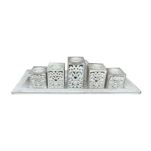 Square Heart 5 Pieces Candle Holder - Home Candles and Oil Burners by Casaliving&nbsp;