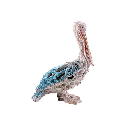 Standing Pelican with Blue and White Coral Décor | Living room decorations by Casaliving