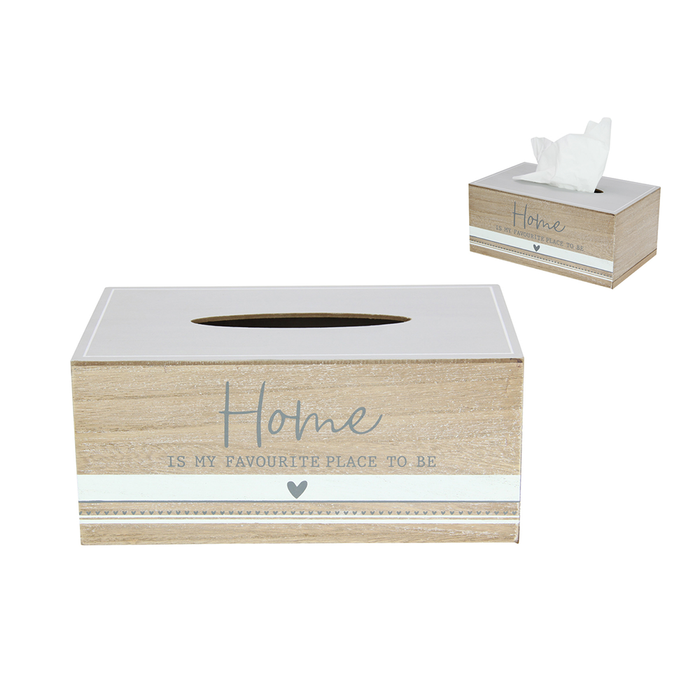25cm White and Brown Tissue Box with Home Design