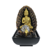 Decorative Buddha statue in a black base with a white background
