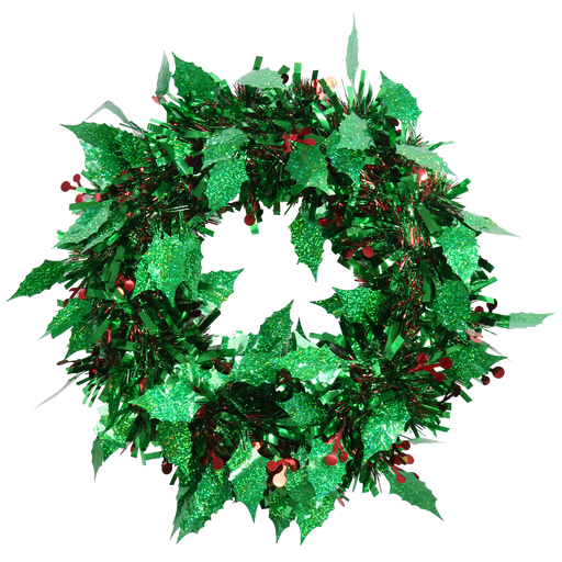 Tinsel Holly Wreath 28cm | Christmas Decorations, Gifts, and Accessories by Casaliving