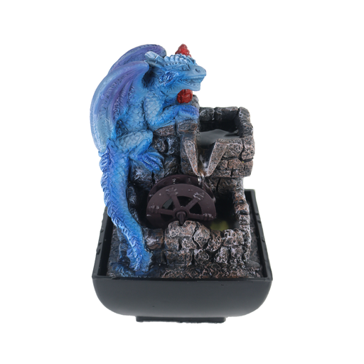 Decorative dragon figurine on a stone base with a white background