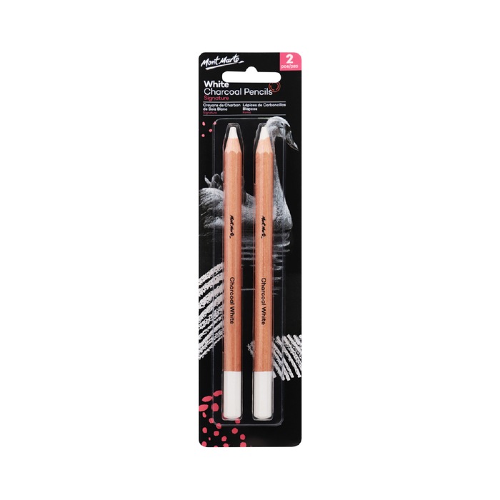 White Charcoal Pencils Lge Hex 2pc