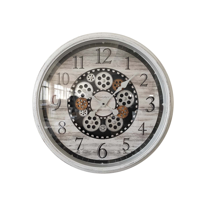 White Clock with Moving Cogs (Window Box) | Clocks and Wall clocks by Casaliving&nbsp;