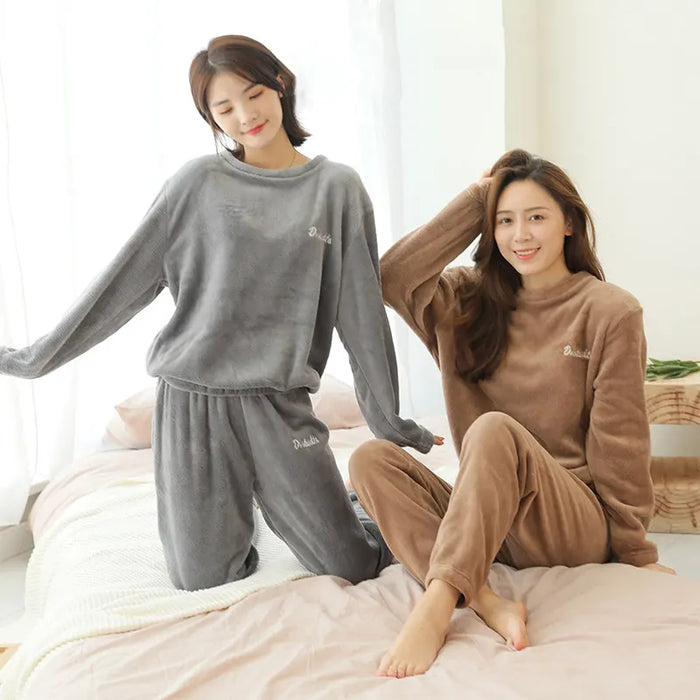 Coral Fleece Fluffy PJ Set Furry Thick Soft Extra Warm Extra Comfortable