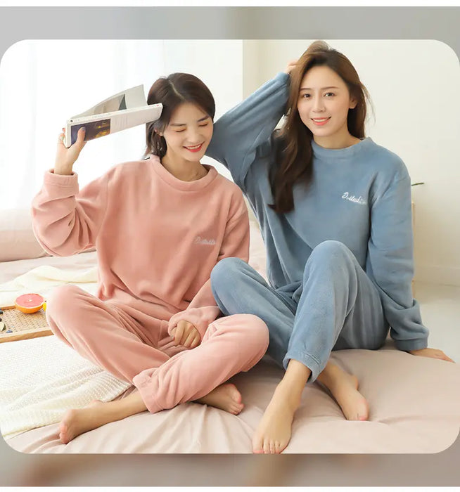 Coral Fleece Fluffy PJ Set Furry Thick Soft Extra Warm Extra Comfortable