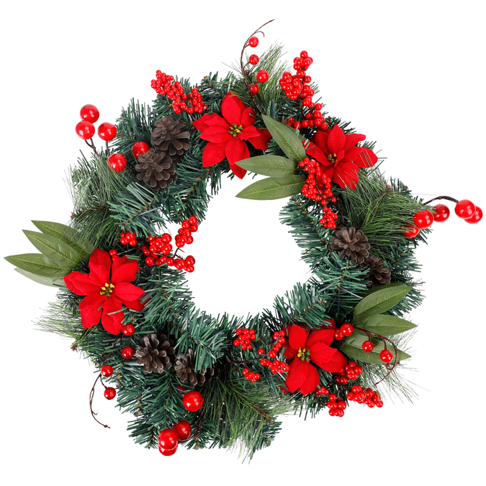 Wreath Poinsettia Euc 45cm | Christmas Decorations, Gifts, and Accessories by Casaliving