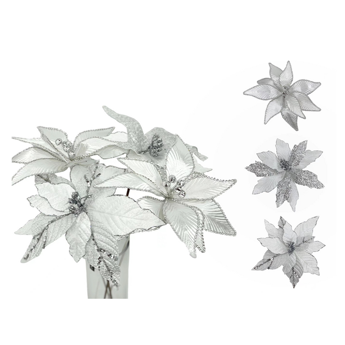 Christmas Glam Poinsettia Stem Flower - Casa Living