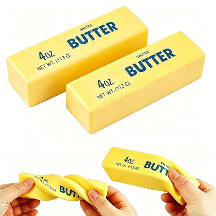 Realistic Yellow Butter Stick Squishy Toy – 5.5-Inch Slow-Rising Novelty Fidget Toy – Funny Salted Butter Stress Reliever, Cute Food Squishies for Kids & Adults, Gag Gift