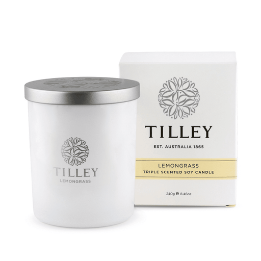 Tilley Soy Candle - Lemongrass 45 Hour Scented Candle - Casa Living
