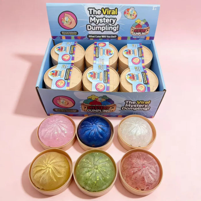 Mystery Dumpling Squishy Toy with Surprise Filling – Squeeze Sensory Fidget Stress Ball – Realistic Food Steamer Basket Novelty Toy, Fun Gag Gift for Kids & Adults
