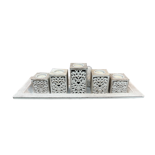 Square Heart 5 Pieces Candle Holder - Home Candles and Oil Burners by Casaliving&nbsp;